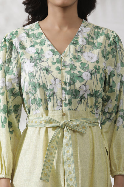 Yellow Floral Printed Shirt Dress - Image 3