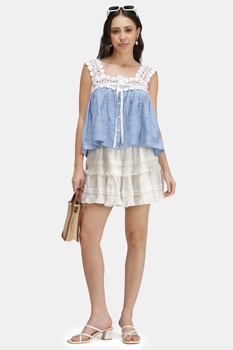 Imani 100% Cotton Lace Neck Baby Doll Top - Image 6